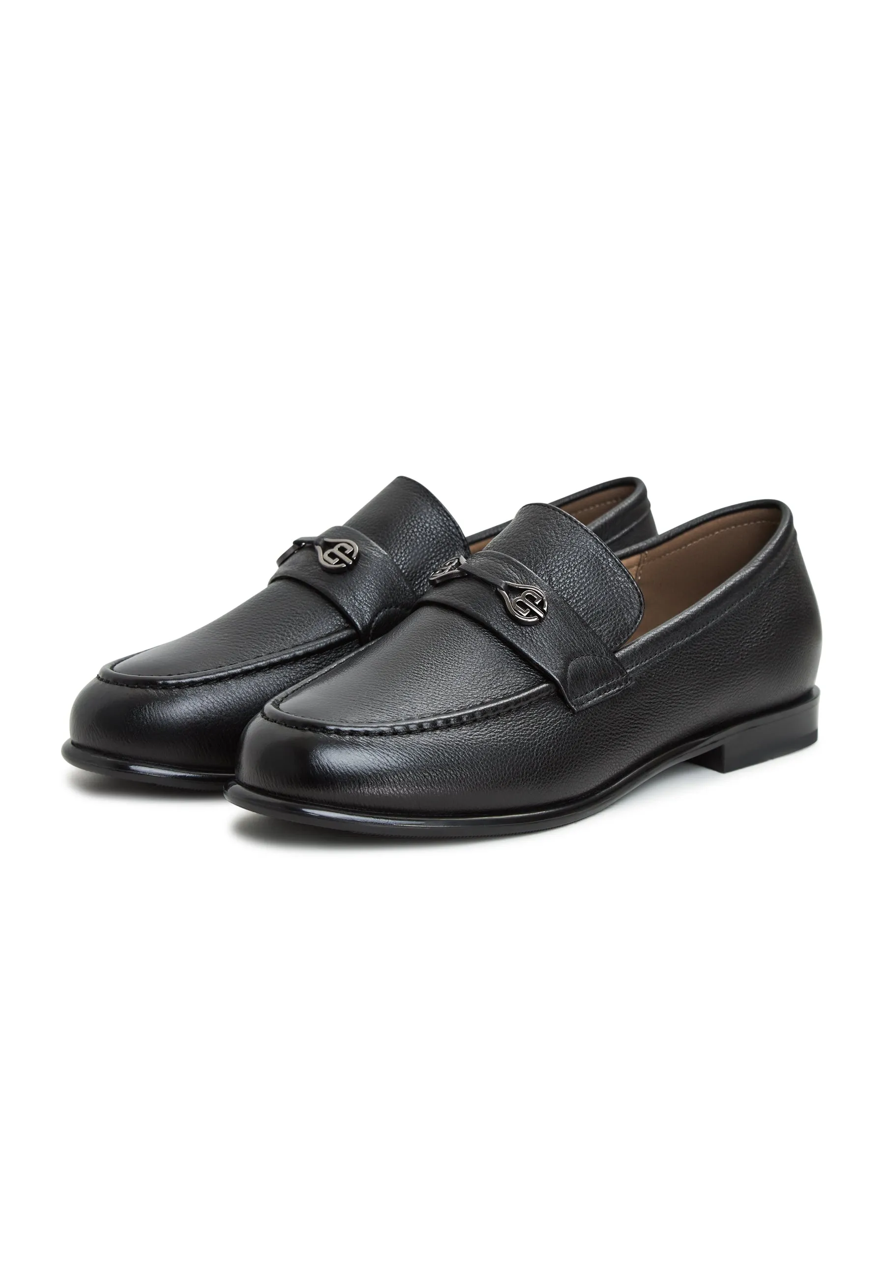 Leather Block Heeled Loafers Abigail - Black