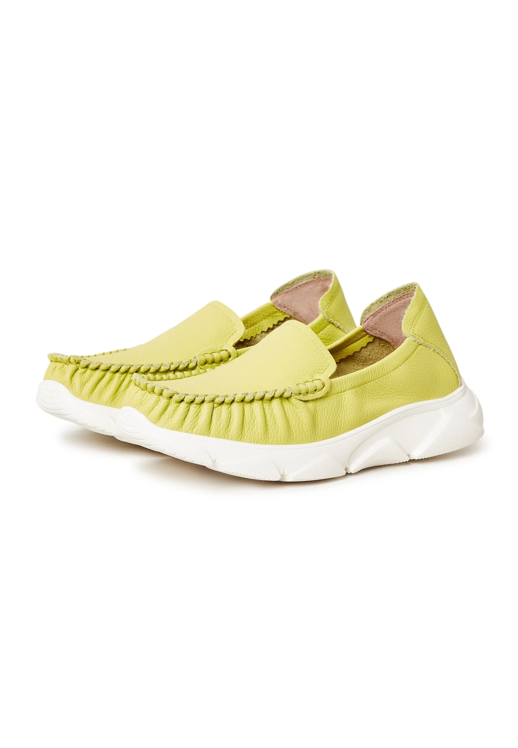 Leather Platform Moccasins Alisa - Green