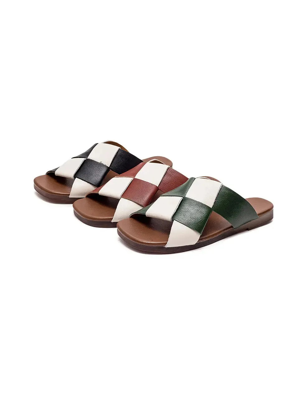 Leather Sole Woven Slippers