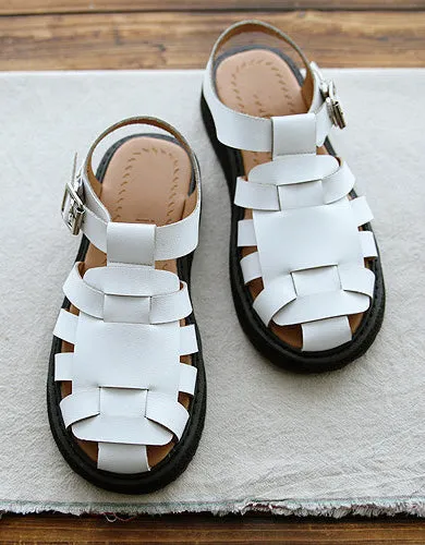 Leather Woven Fisherman Sandals Slingback