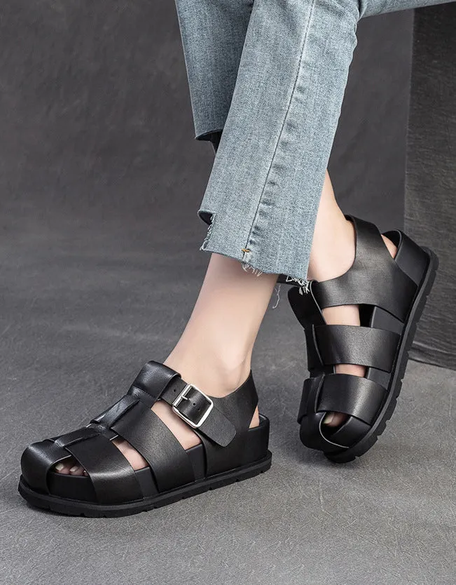 Leather Woven Summer Fashion Platform Sandals