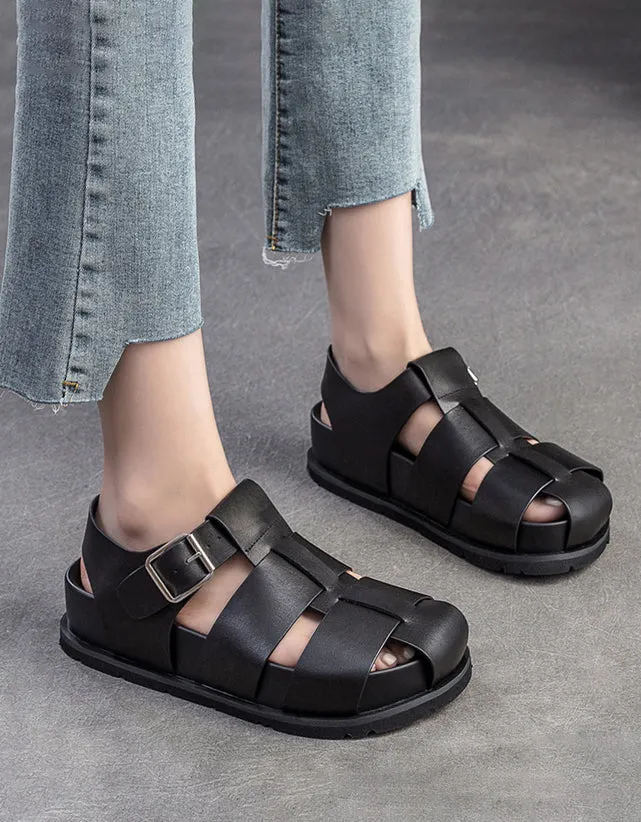 Leather Woven Summer Fashion Platform Sandals