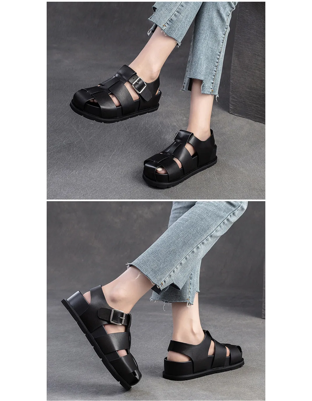 Leather Woven Summer Fashion Platform Sandals