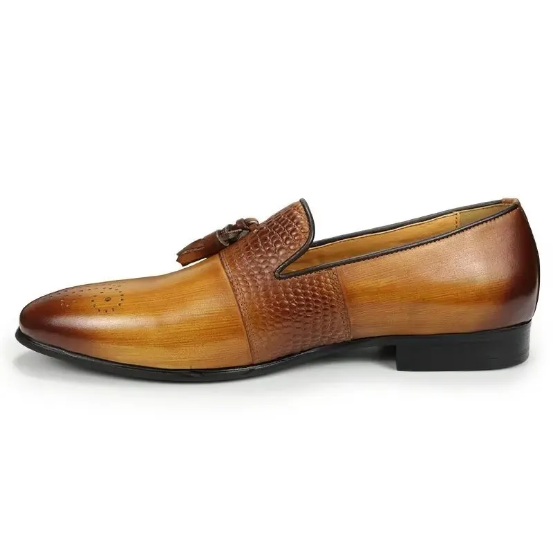 LeatherLuxe Croc Pattern Luxury Slip On Loafers