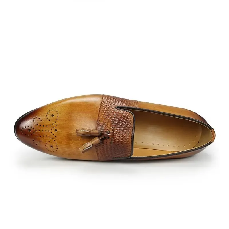 LeatherLuxe Croc Pattern Luxury Slip On Loafers