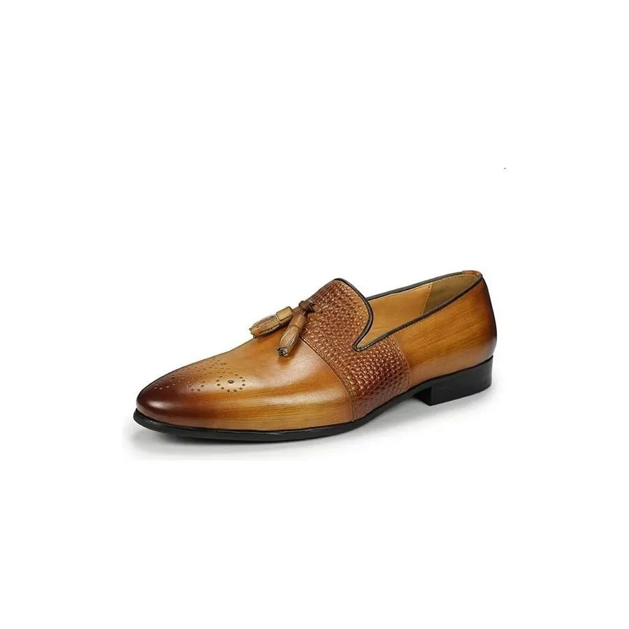 LeatherLuxe Croc Pattern Luxury Slip On Loafers