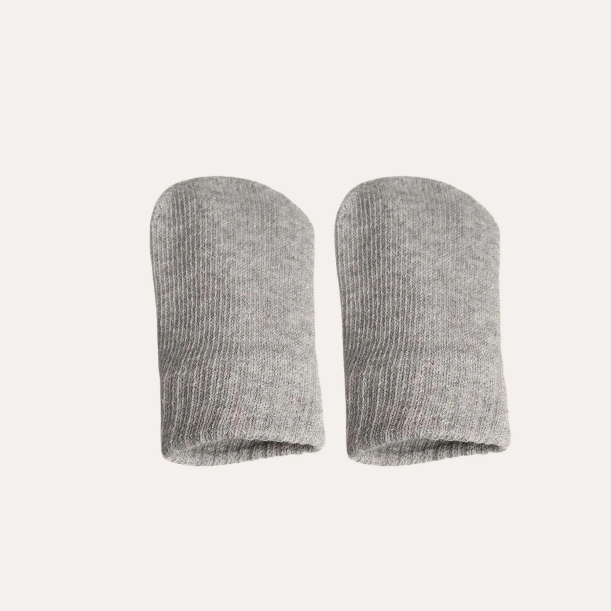 Light Grey Brushed Cotton Baby Knit Mittens (0-12 Months)