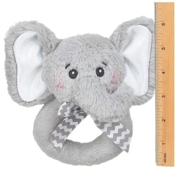 Lil' Spout Gray Elephant Plush Ring Rattle