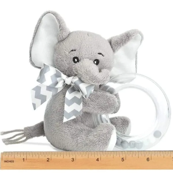 Lil' Spout Gray Elephant Shaker Toy Ring Rattle