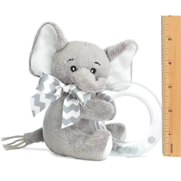 Lil' Spout Gray Elephant Shaker Toy Ring Rattle