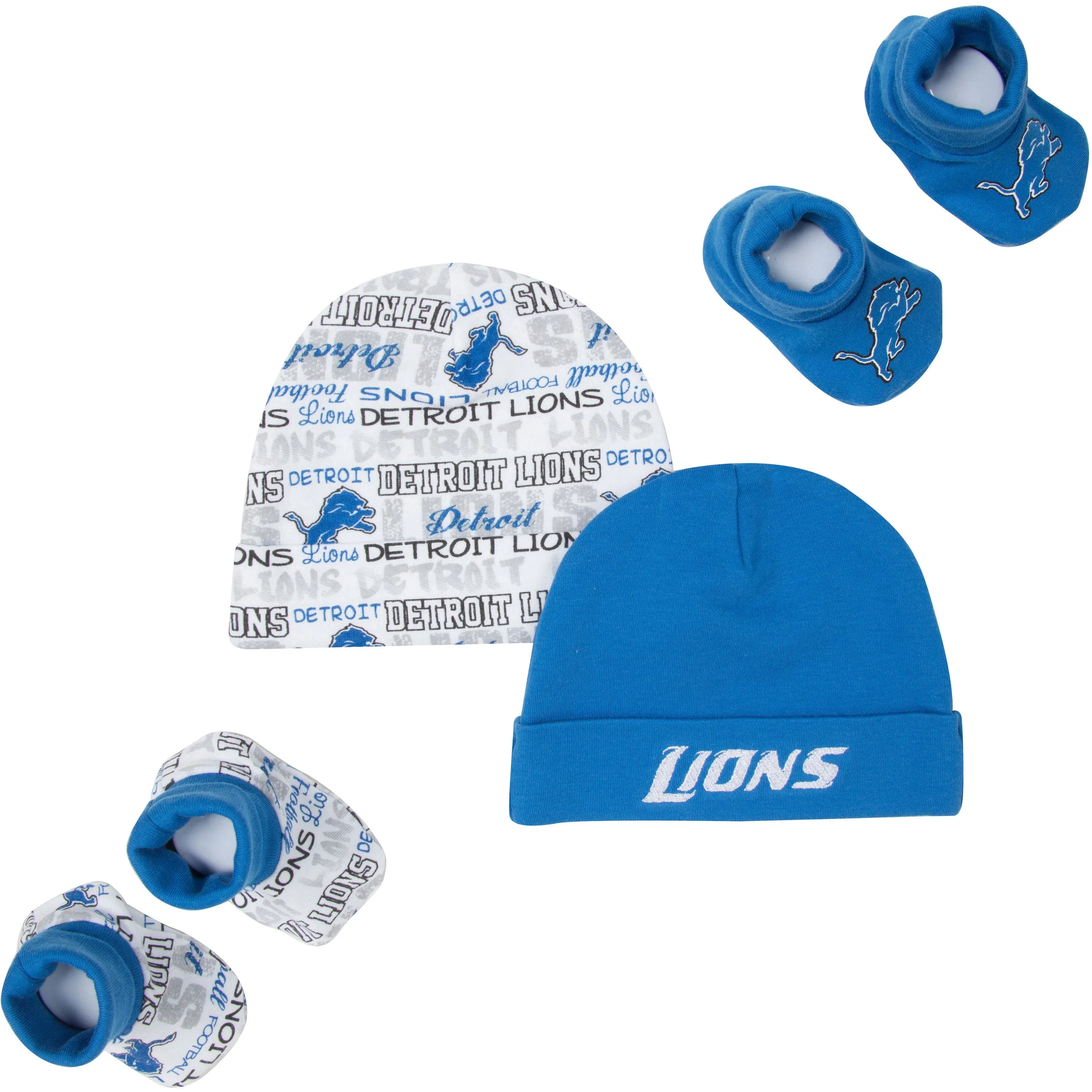 Lions 4 PC Baby Knit Caps and Booties