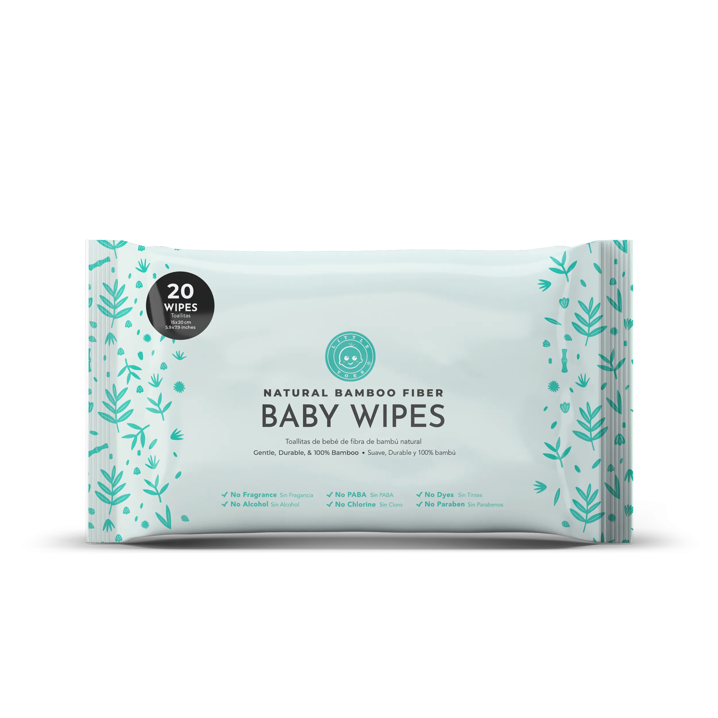 Little Toes Natural Bamboo Fiber Baby Wipes- 6 Packs of 20