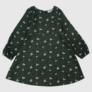 Long-Sleeved Green Flowers Dress