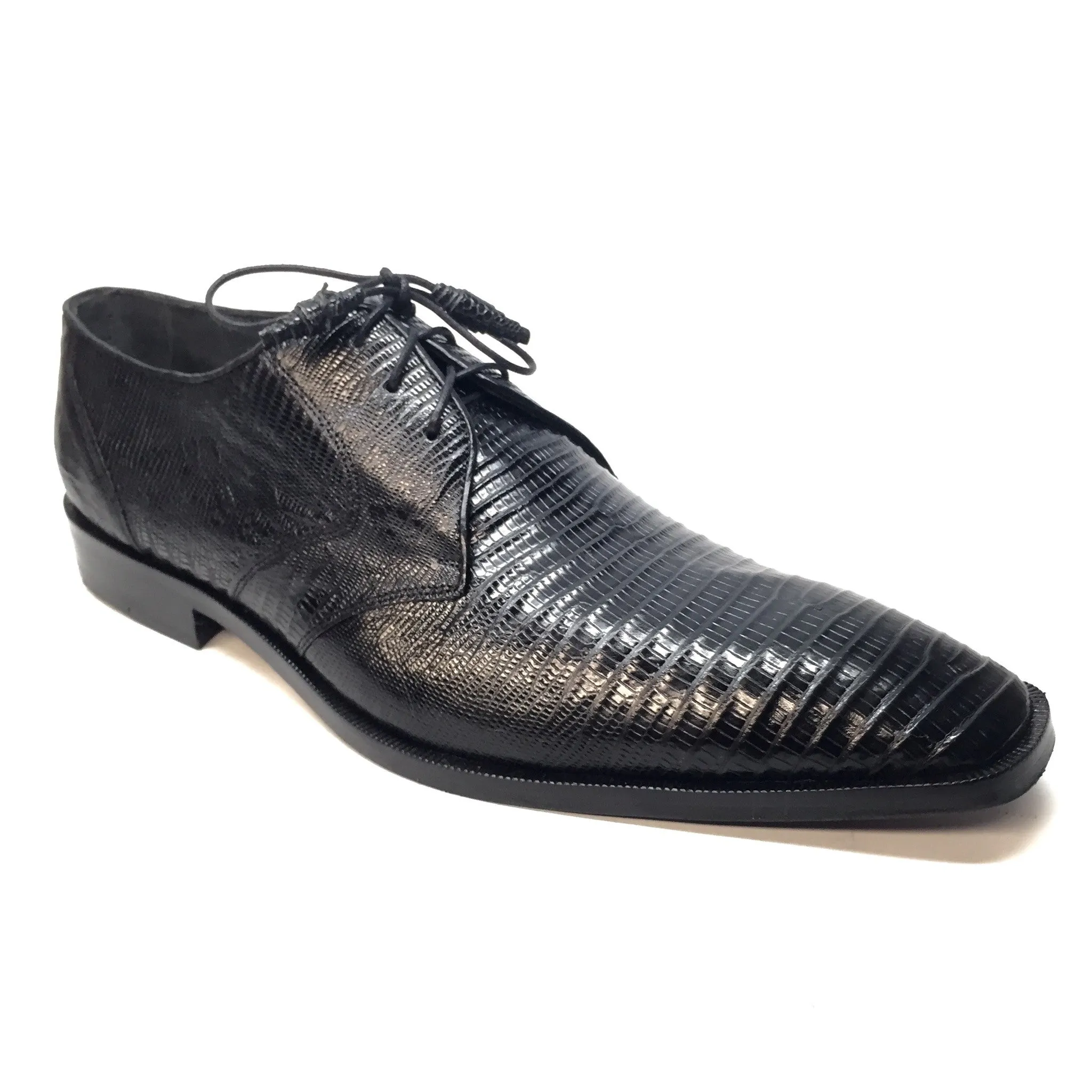 Los Altos Black Lizard Lace Up Dress Shoes