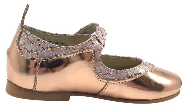 Luccini Girl's Snap Mary Jane, Copper and Cork Trim