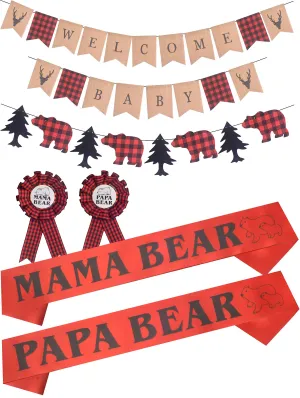 Lumberjack Welcome Baby Baby Shower Decoration, Buffalo Plaid Baby Shower, Timber Plaid