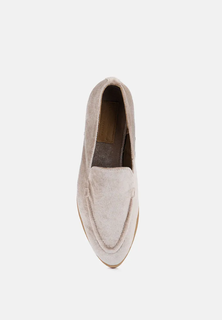 LUXE-LAP Taupe Velvet Handcrafted Loafers