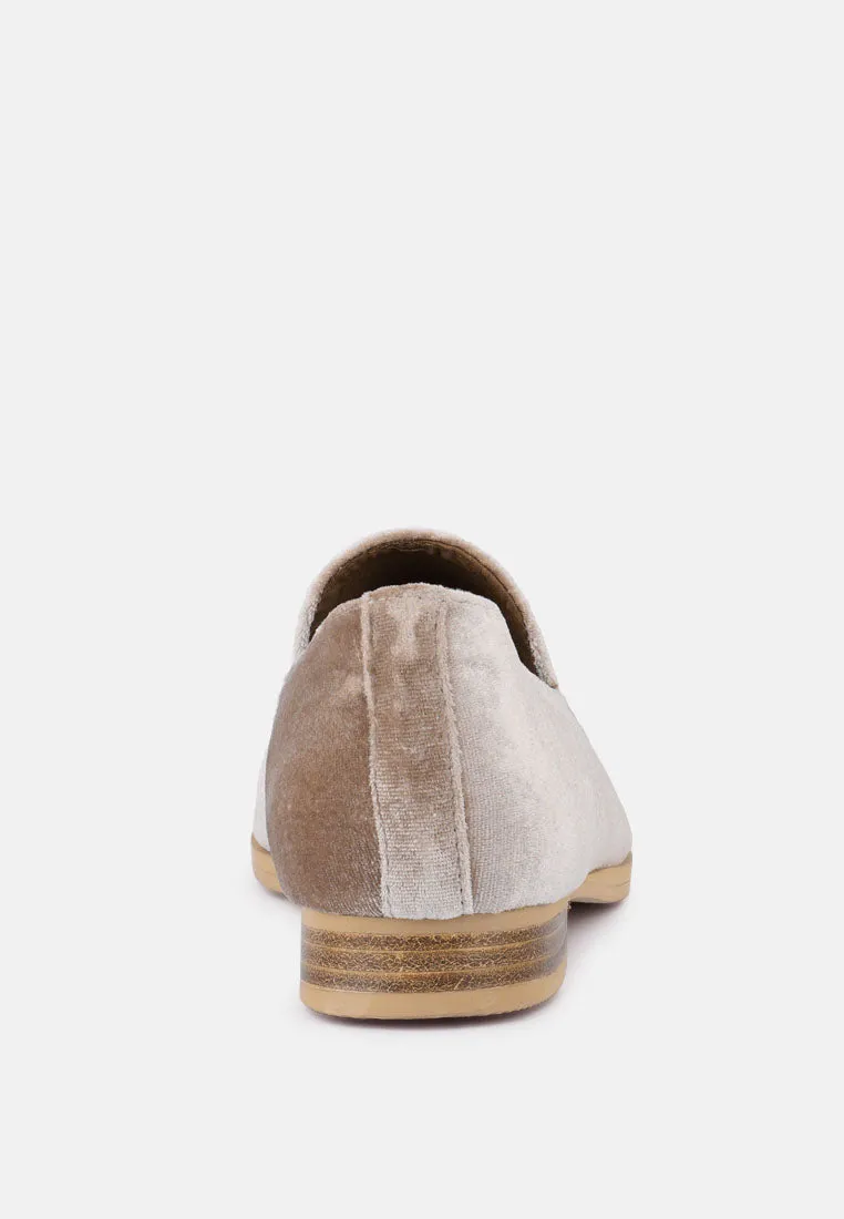 LUXE-LAP Taupe Velvet Handcrafted Loafers