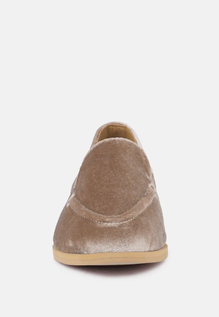 LUXE-LAP Taupe Velvet Handcrafted Loafers