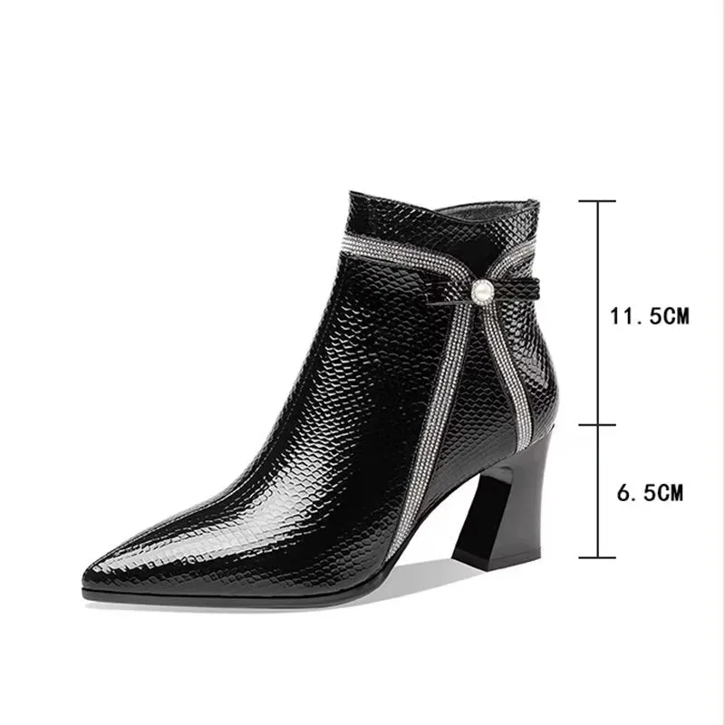 LuxeLeather Exotic Embossed High Heeled Boots