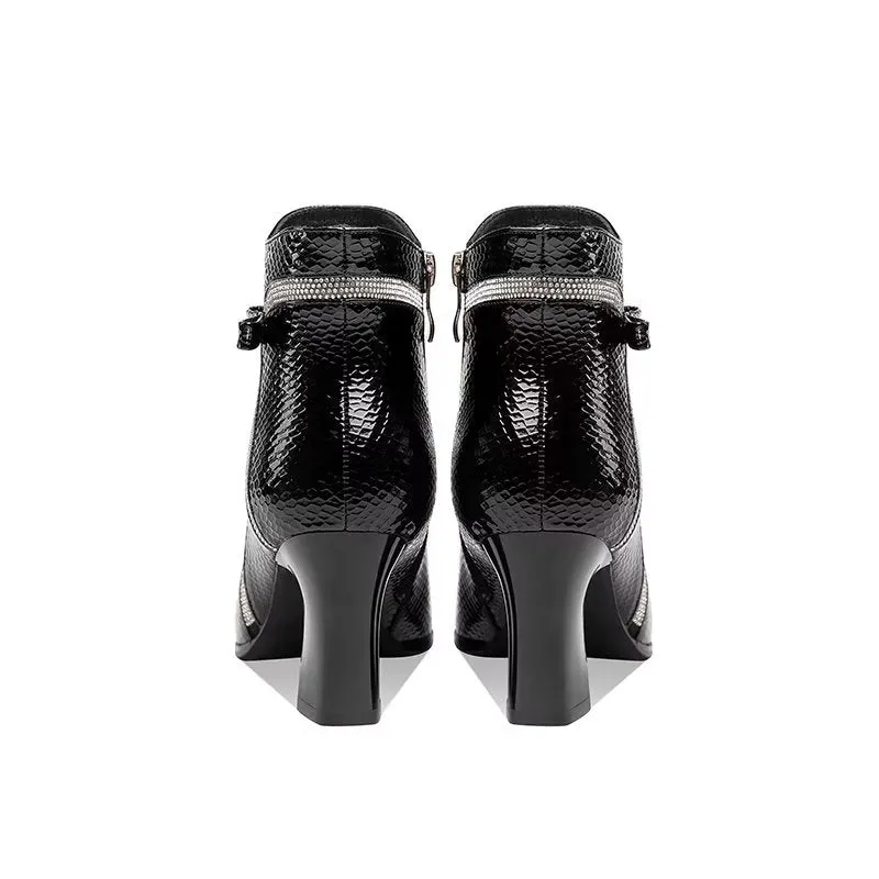 LuxeLeather Exotic Embossed High Heeled Boots