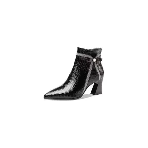 LuxeLeather Exotic Embossed High Heeled Boots