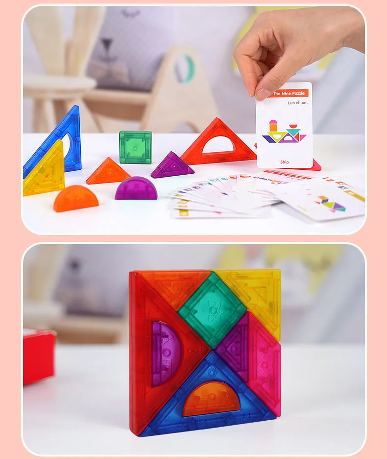 Magnetic jigsaw puzzle 9 Qiao board geometry assembly DIY for children's toy gifts