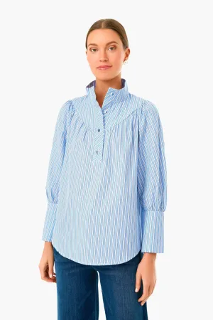 Malibu Blue Stripe Corrigan Blouse