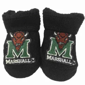 Marshall Thundering Herd Two Feet Ahead Infant Baby Newborn Black Socks Booties