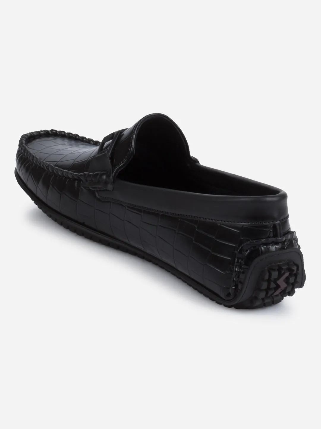 Men's Black Moc Toe Buckle Loafer (IX4113)