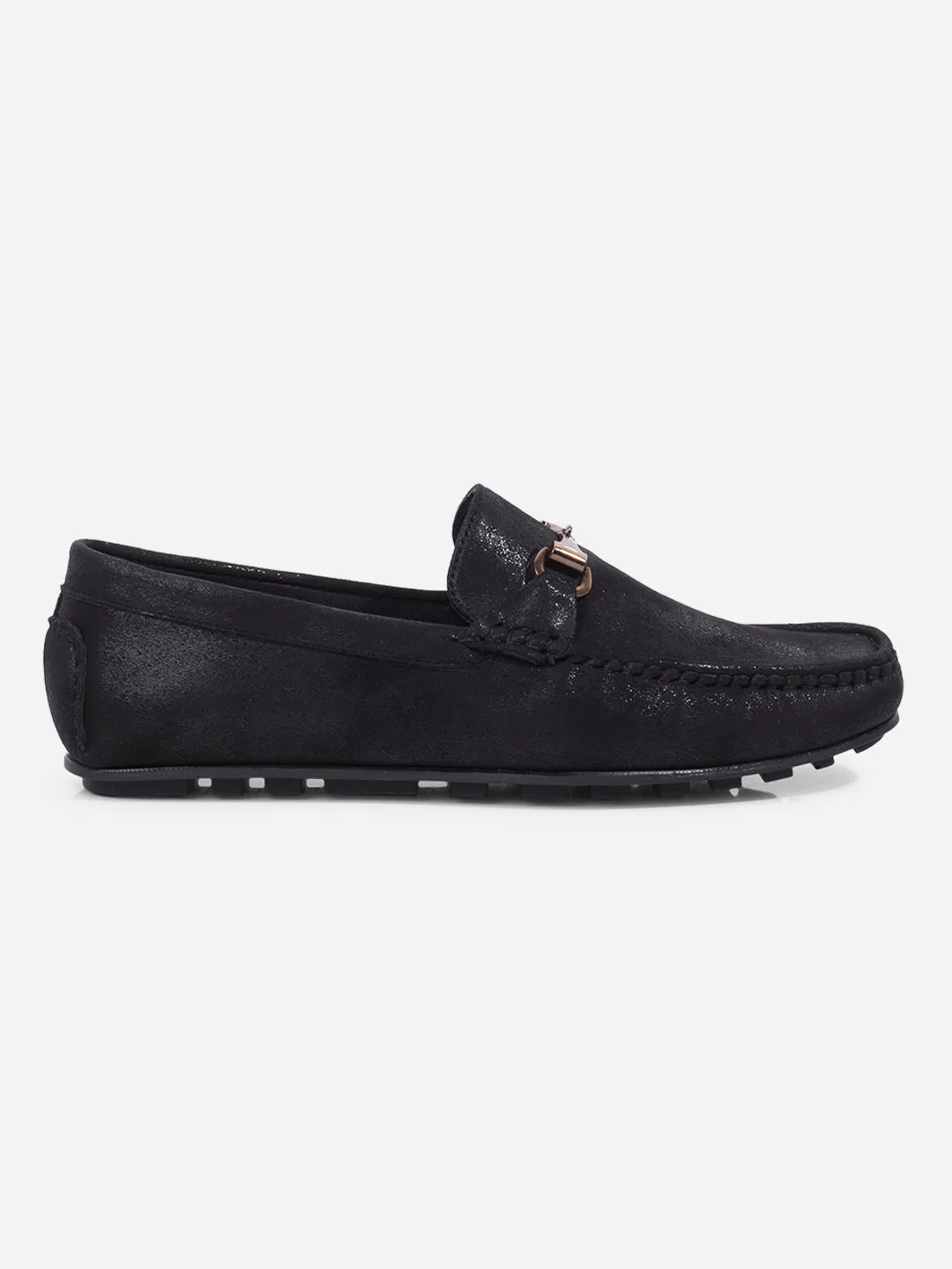 Men's Black Moc Toe Buckle Loafer (IX4115)