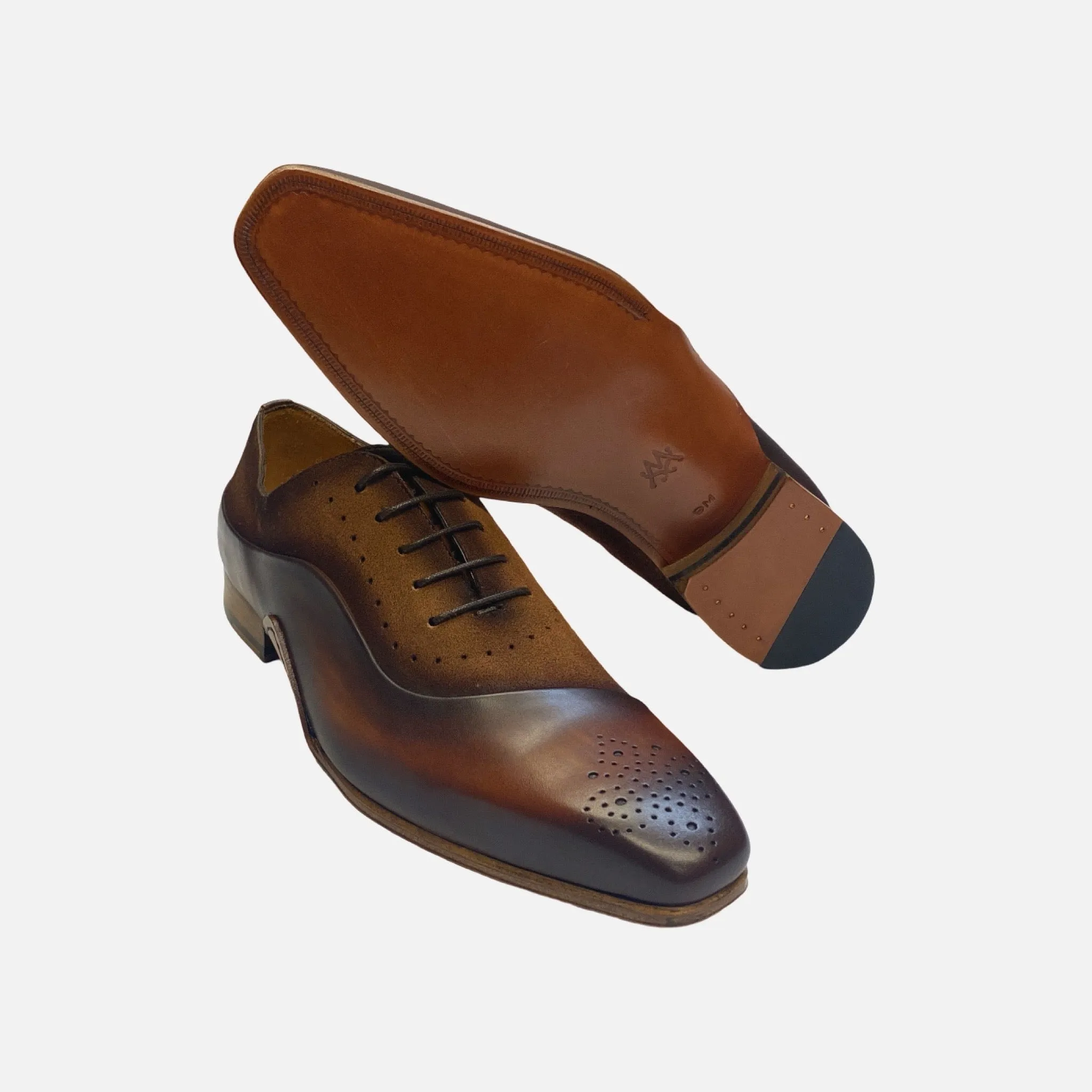 Men's Mezlan Affari Cognac Rust/Sport Medallion Toe Oxford