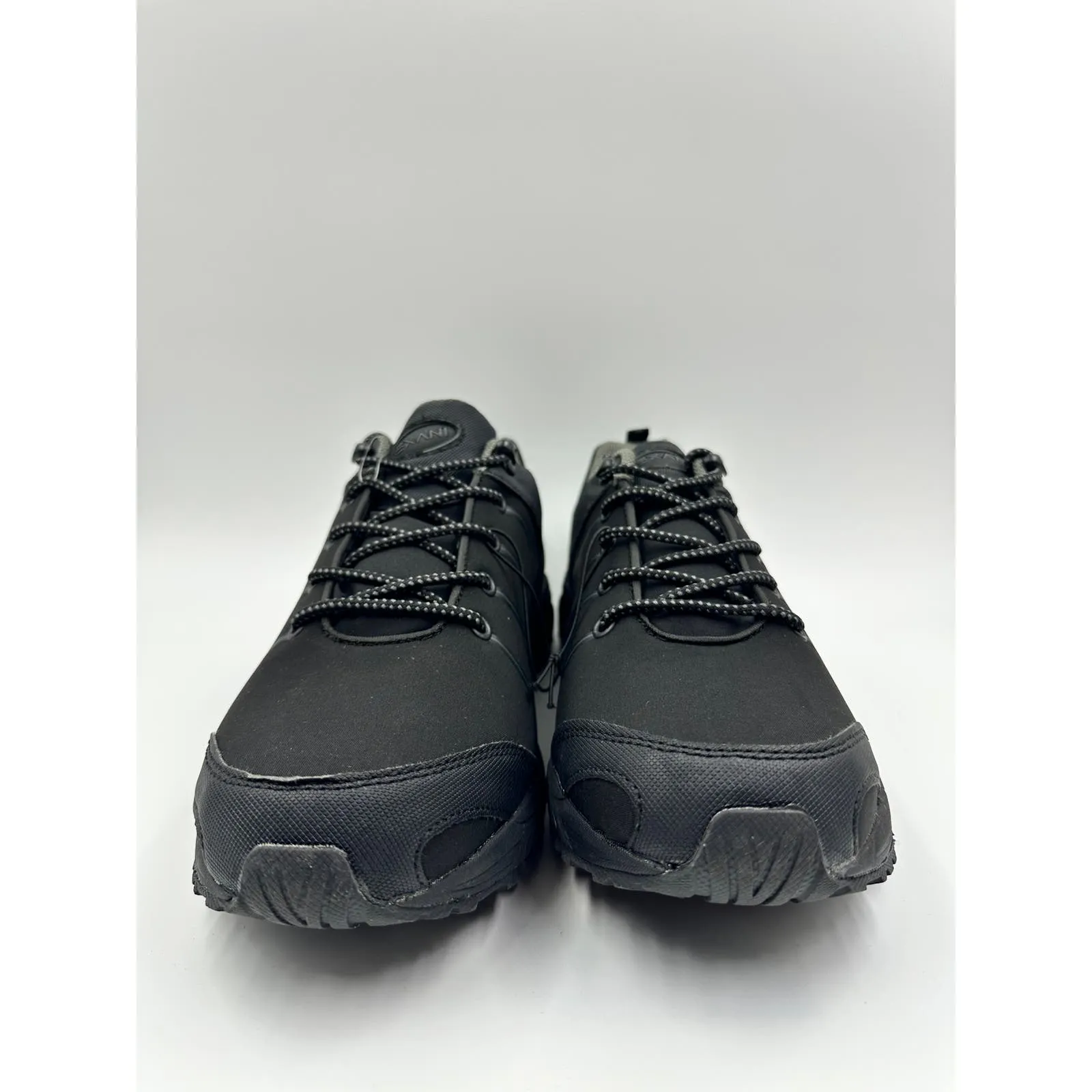 Men's Size 9.5, Low Top All Black Hikers w/ Rubber Toe Cap and Rugged Tread