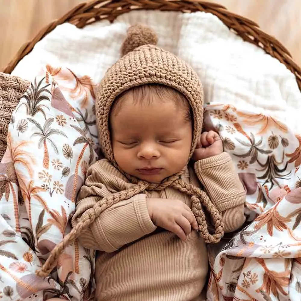 MERINO BONNET & BOOTIE SET FAWN