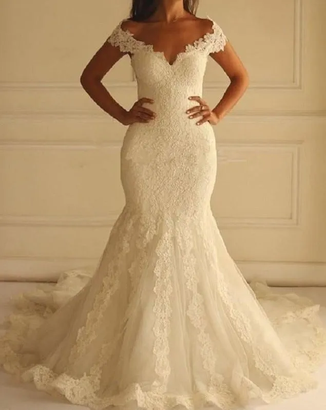 Mermaid Lace Wedding Dress at Bling Brides Bouquet- Online Bridal Shop