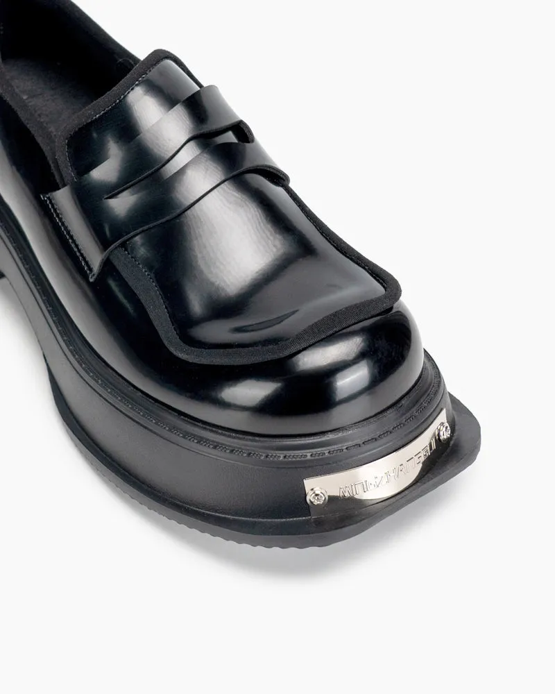 Metal Platform Chunky Loafers with Detachable Decoration