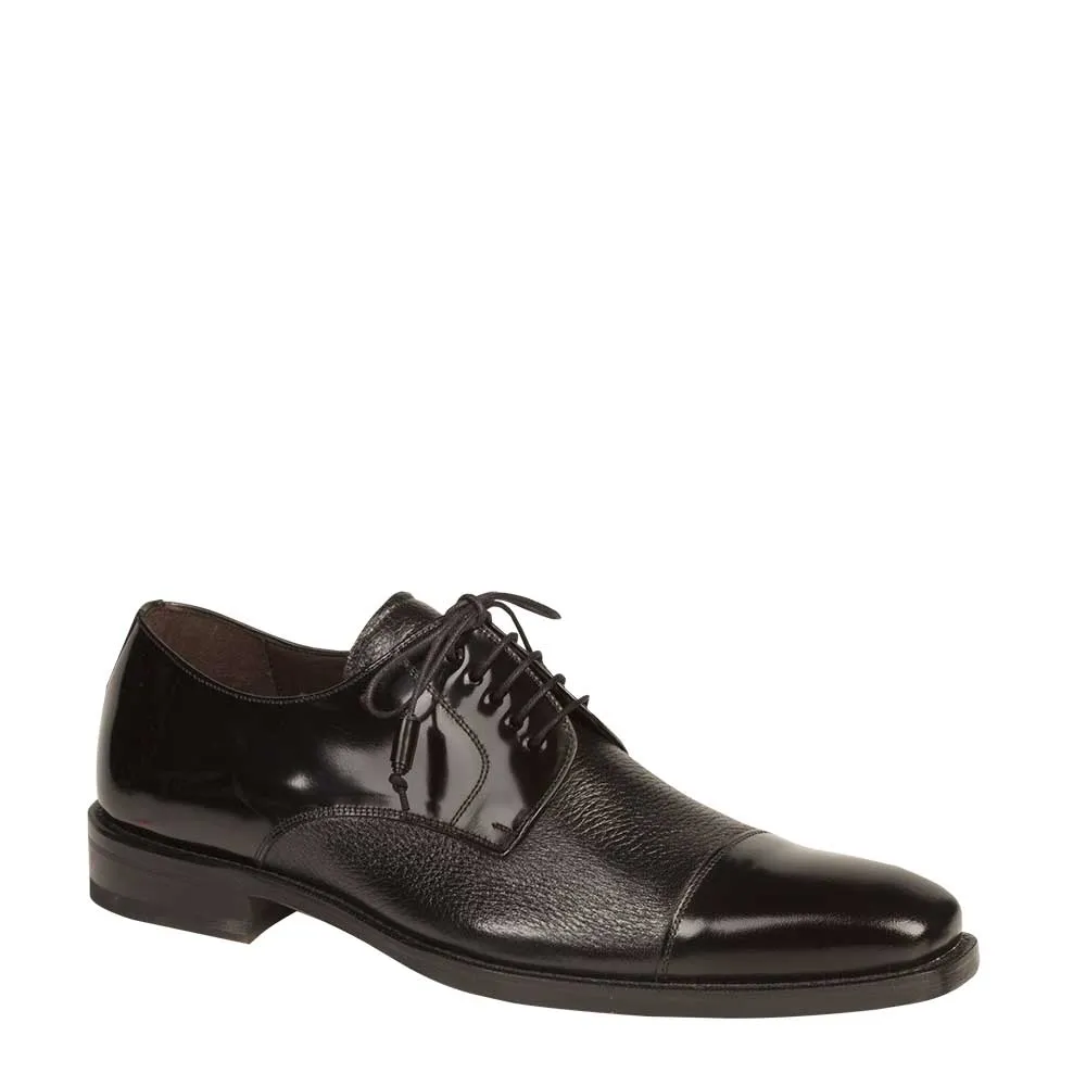 Mezlan Soka Calfskin & Deerskin Cap Toe Shoes - Black