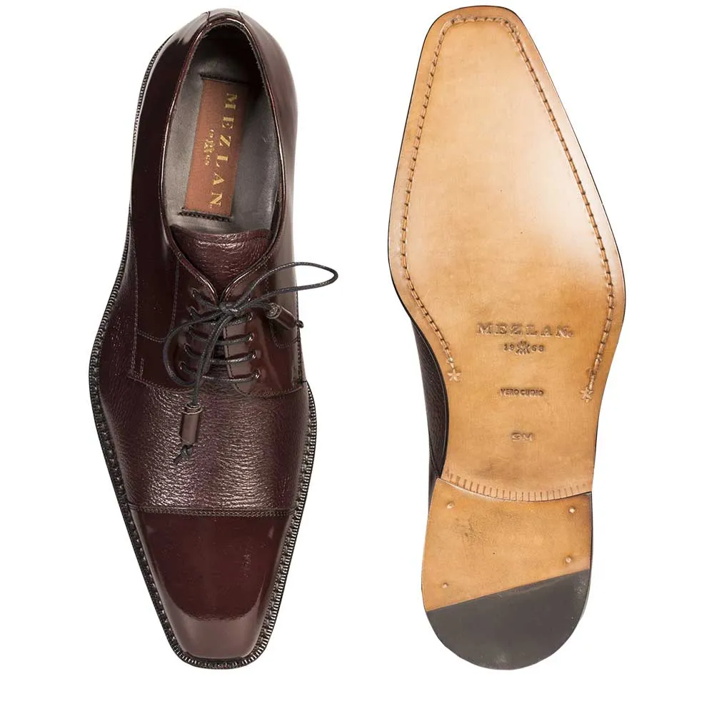 Mezlan Soka Calfskin & Deerskin Cap Toe Shoes - Burgundy