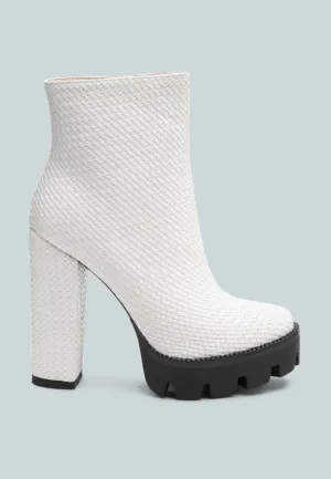 Moleski Textured Block Heeled Boots