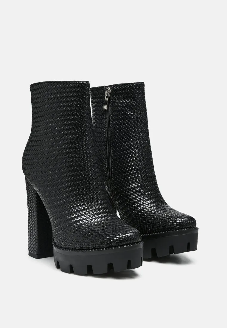 Moleski Textured Block Heeled Boots