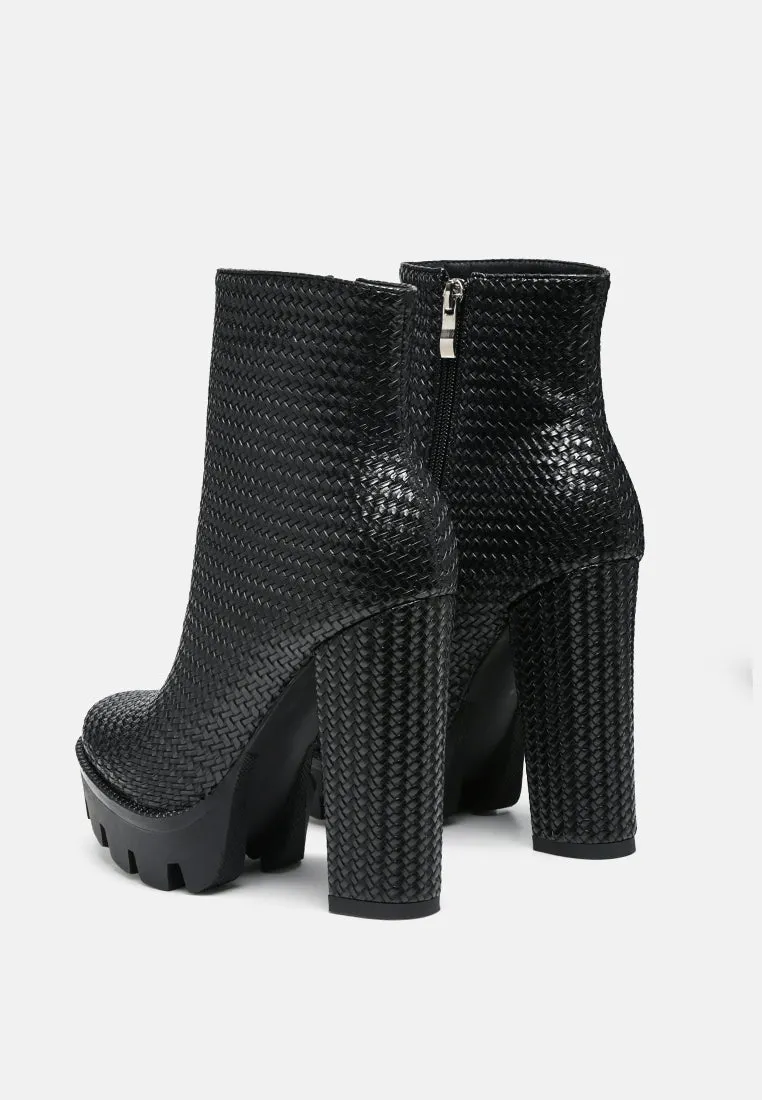 Moleski Textured Block Heeled Boots