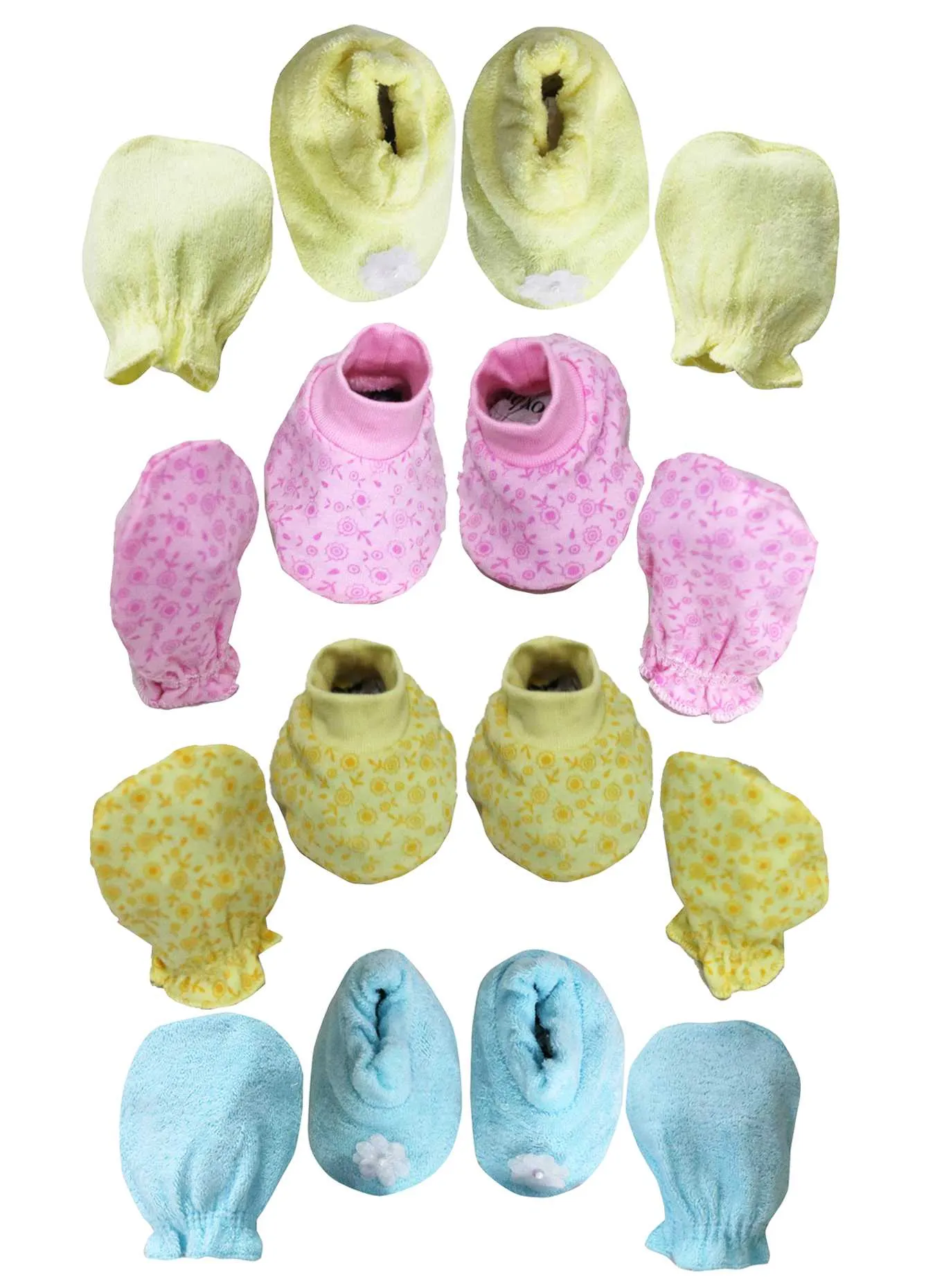 Newborn pure soft cotton booties mittens set pack of 8 pairs ( 0-6 months )