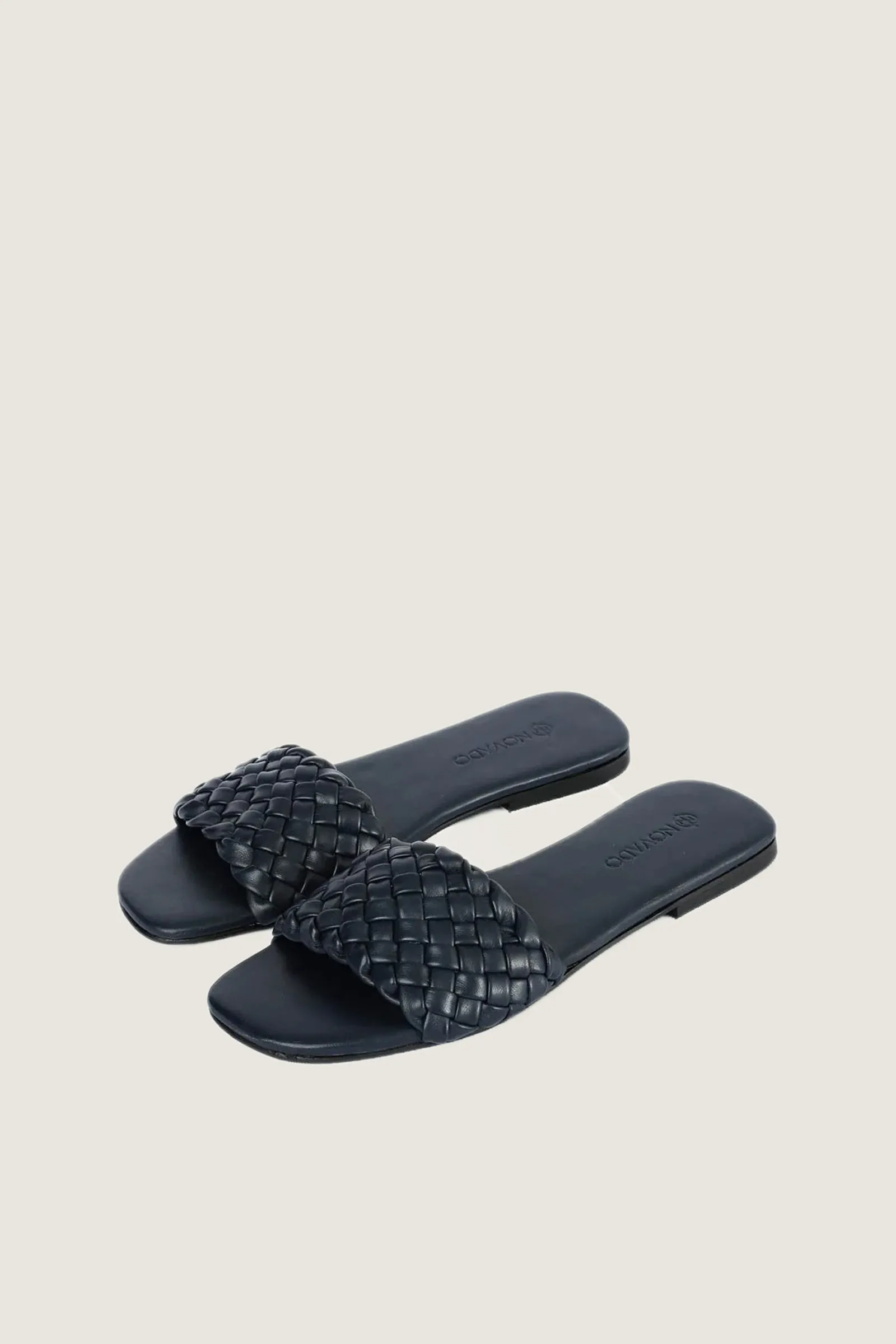 Novado - Leather Sandal with Woven Design - Blue