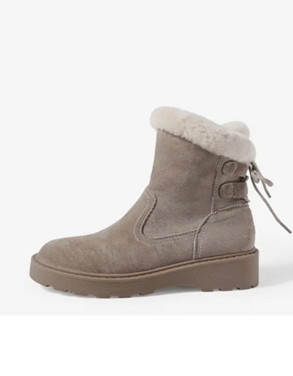 OBIONO Suede Plush Winter Snow Boots