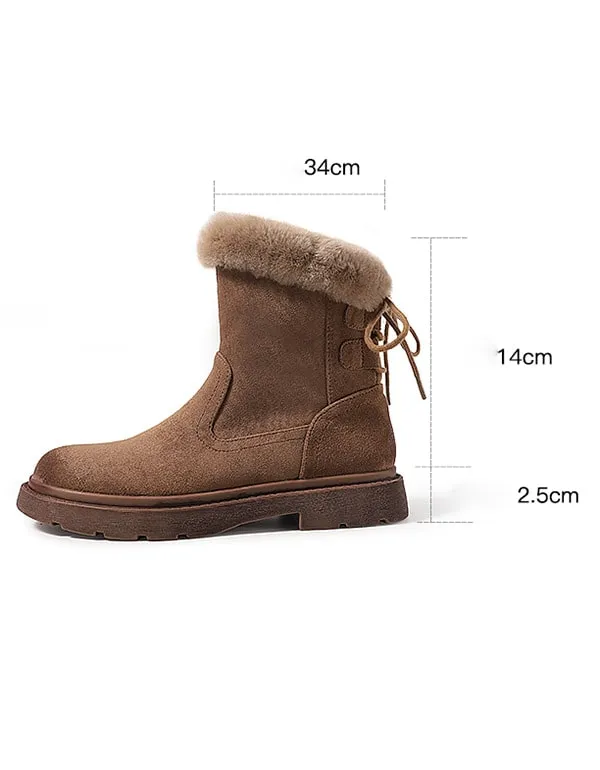 OBIONO Suede Plush Winter Snow Boots