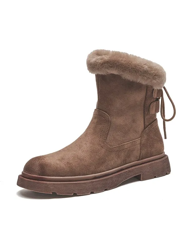 OBIONO Suede Plush Winter Snow Boots