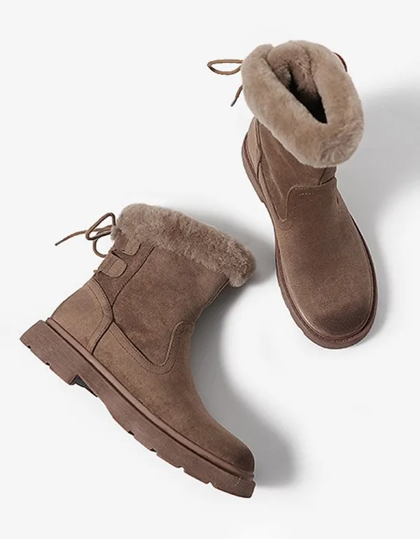 OBIONO Suede Plush Winter Snow Boots