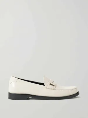 Off-white leather loafers