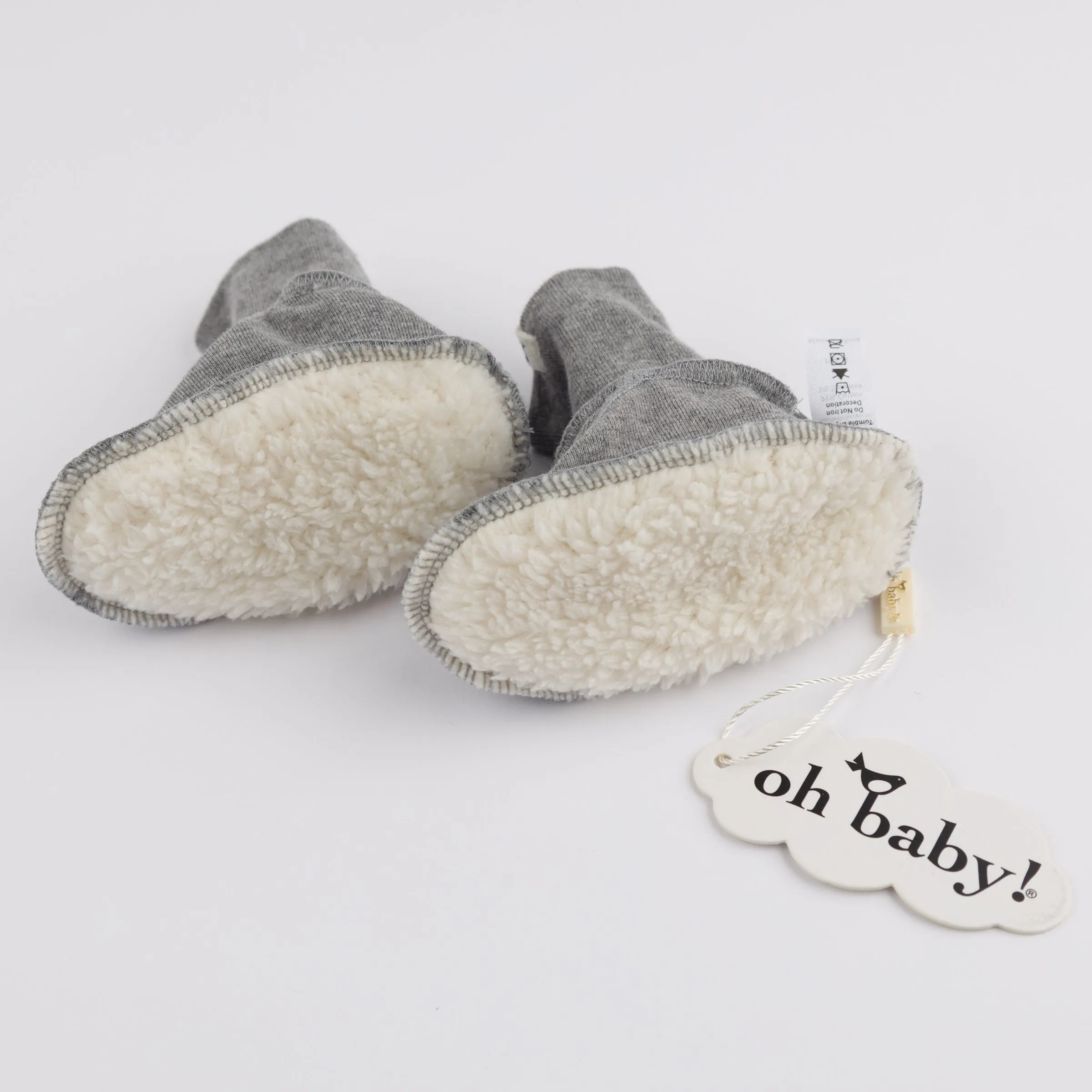 oh baby! Cotton Baby Rib Snowdrift Booties - Coal