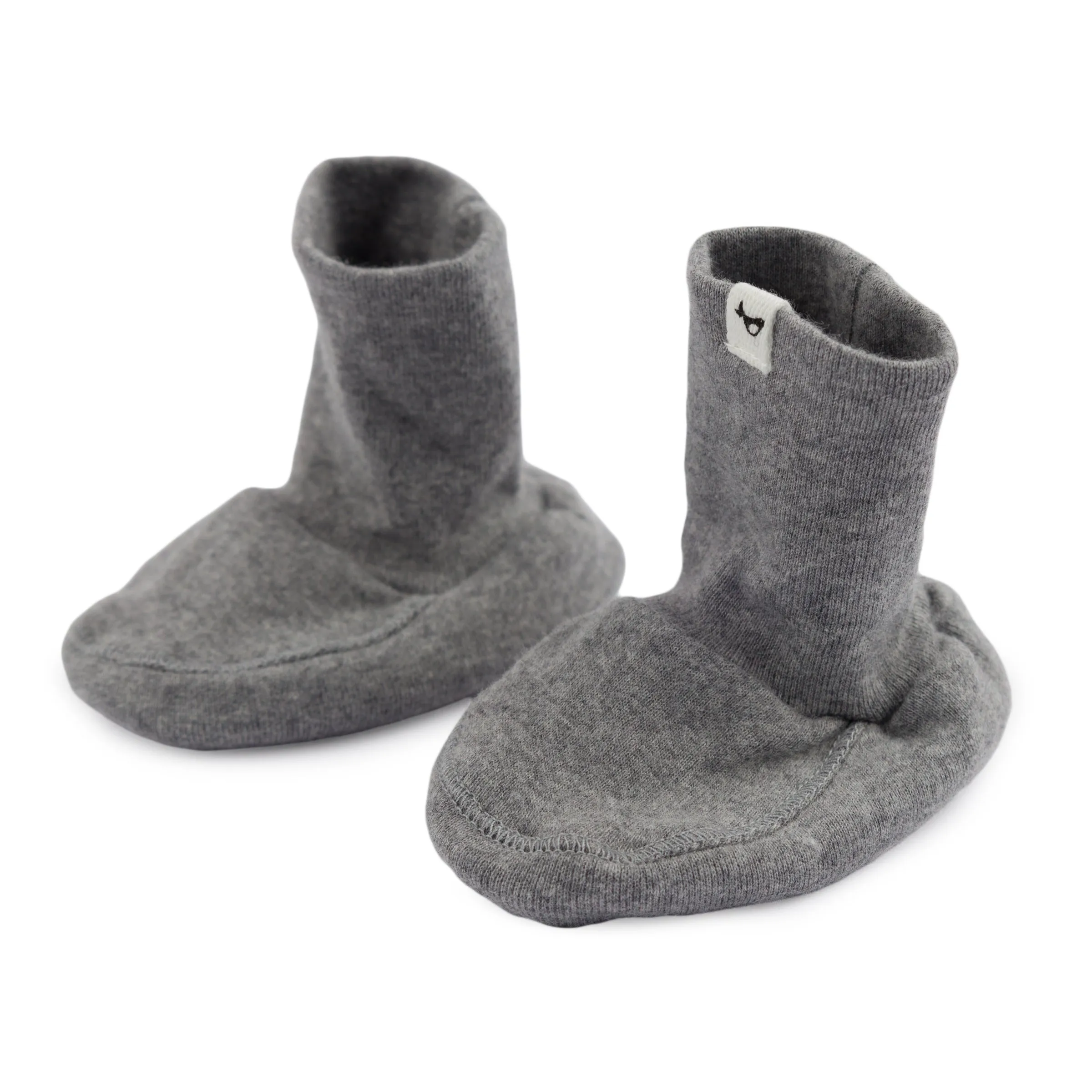 oh baby! Cotton Baby Rib Snowdrift Booties - Coal